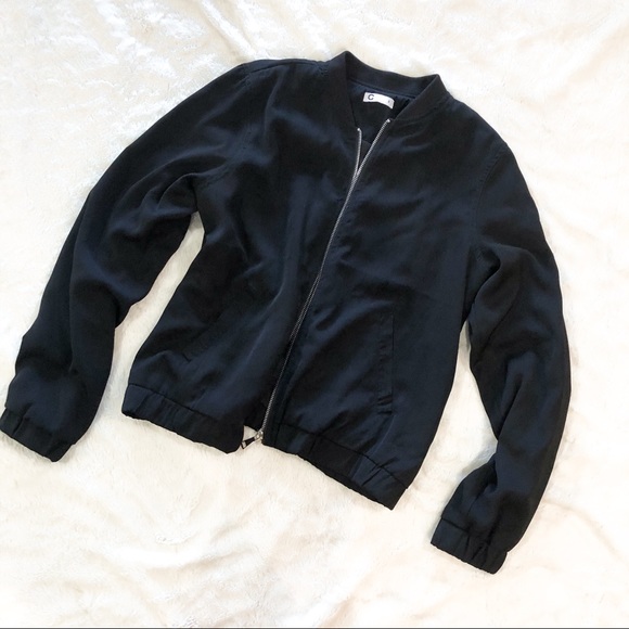 Black Long Sleeve Bomber Jacket - Picture 1 of 4
